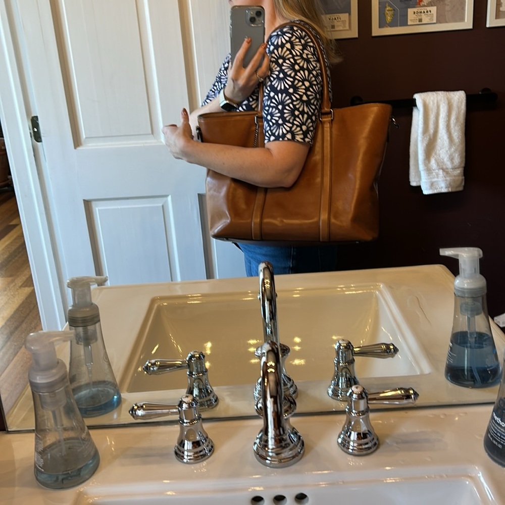 Coach Brown Leather Laptop Tote - Picture 7 of 9